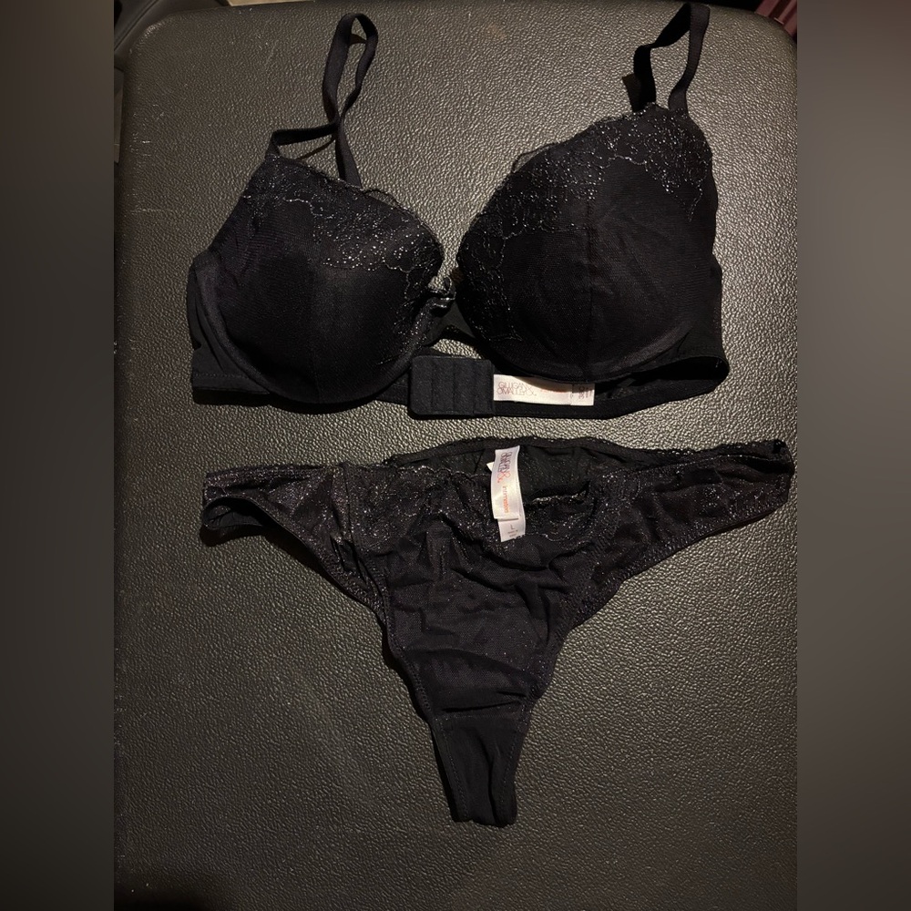 Black Glitter Women's Bra and Panty Set